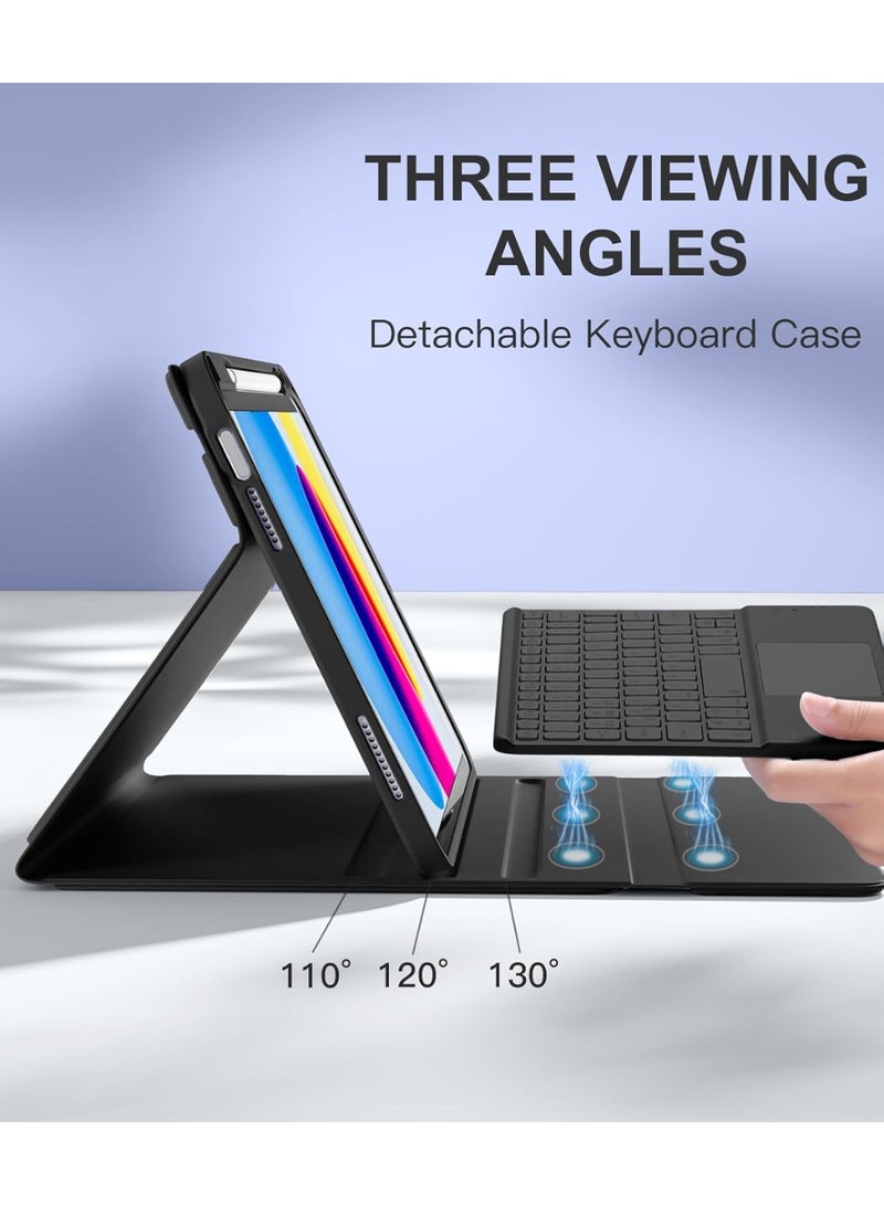 جراب لوحة مفاتيح عربي/إنجليزي للايباد (A16) الجيل 11/10 (2025/2022)، إضاءة خلفية بـ 7 ألوان، لوحة تتبع متعددة اللمس، غطاء حامل مع مكان للقلم، قناتان بلوتوث - Image 4